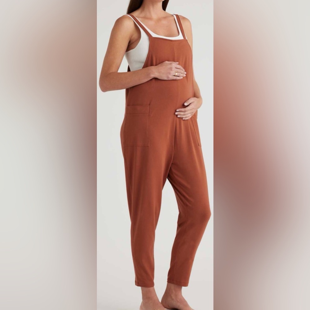 Maternity Rust Utility Jumpsuit